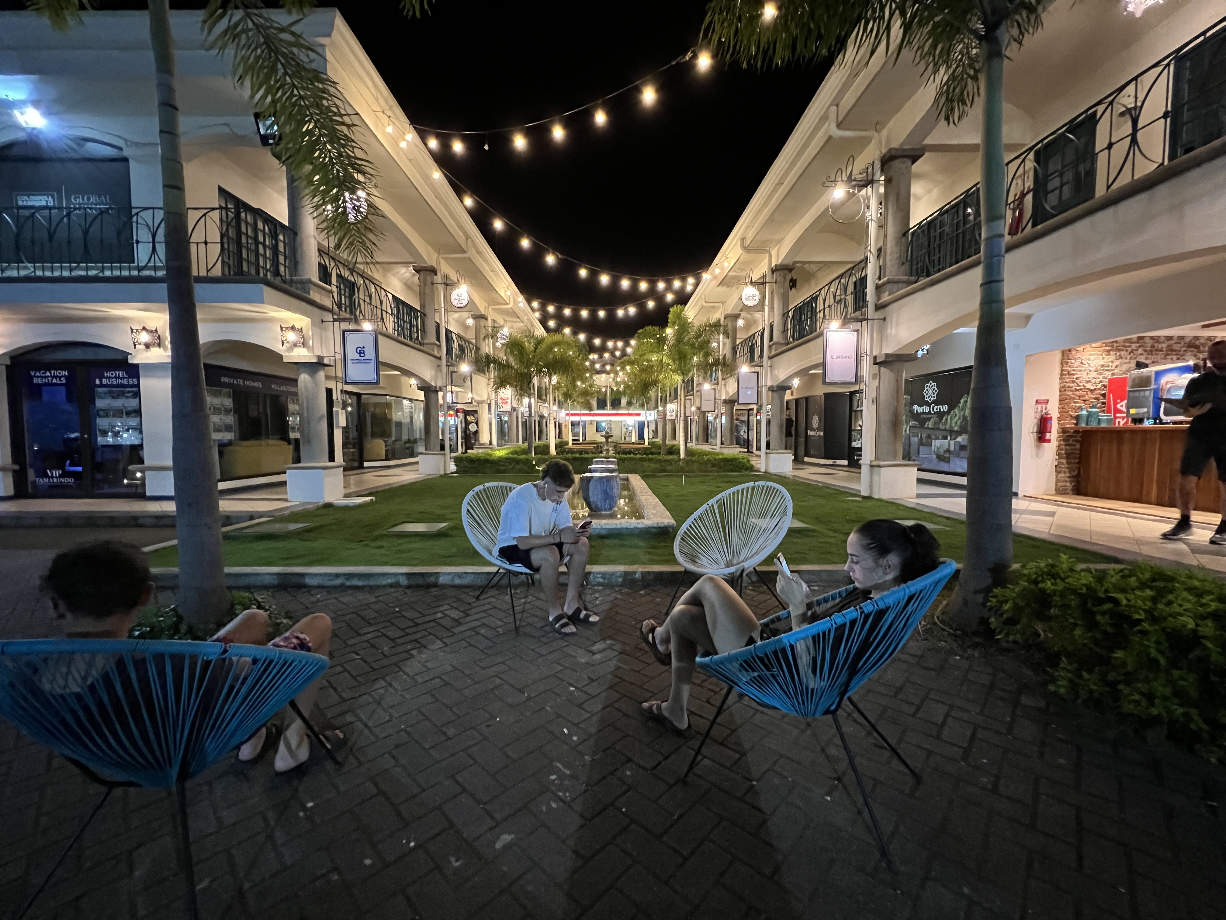 Tamarindo town center at night